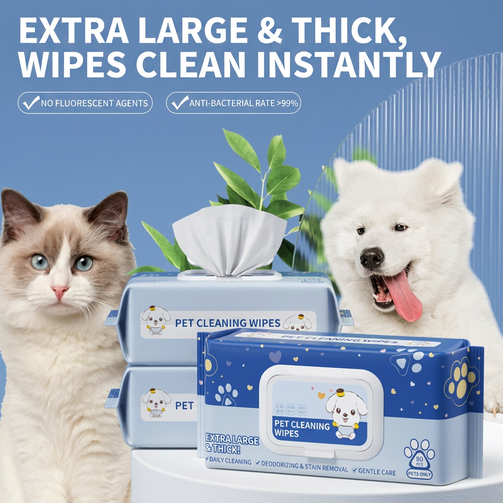 extra thick gentle pet cleaning wipes for dogs & cats, 80 counts per pack extra thick gentle pet cleaning wipes for dogs & cats, 80 counts per pack
