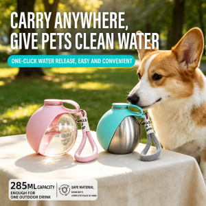 portable dog water bottle, 285ml, one key release, leak proof