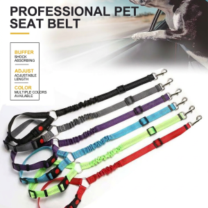 adjustable dog car seat belt with elastic shock absorption