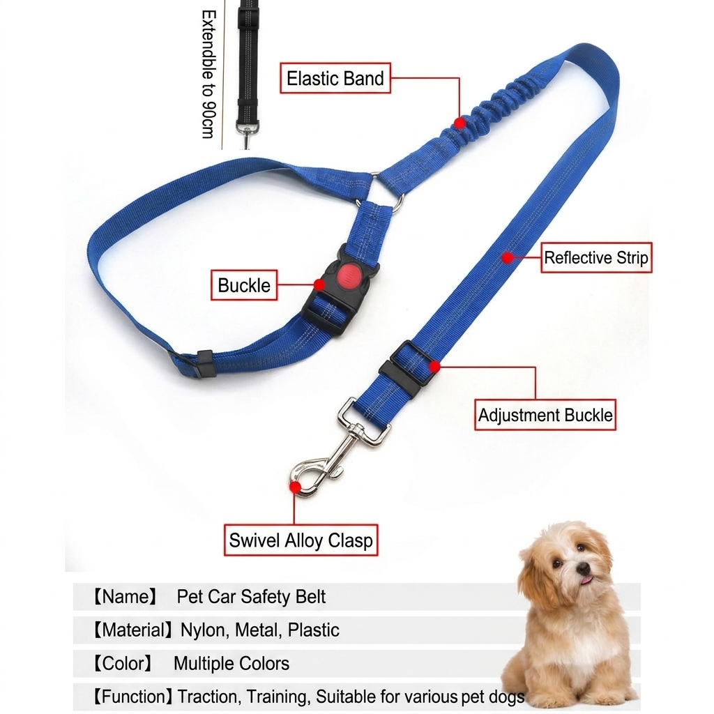 adjustable dog car seat belt with elastic shock absorption adjustable dog car seat belt with elastic shock absorption